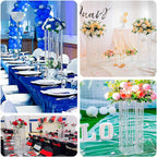 Acrylic Flower Pedestal Vase Pillar Stand with Crystal Beads Clear - Durable Wedding Table Centerpiece 24" - Bell Racket Store