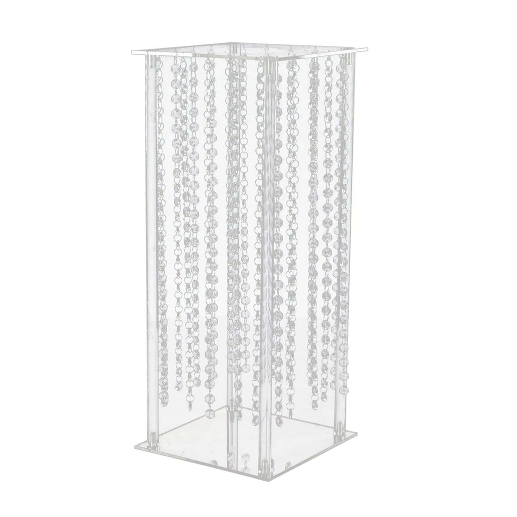 Acrylic Flower Pedestal Vase Pillar Stand with Crystal Beads Clear - Durable Wedding Table Centerpiece 24" - Bell Racket Store