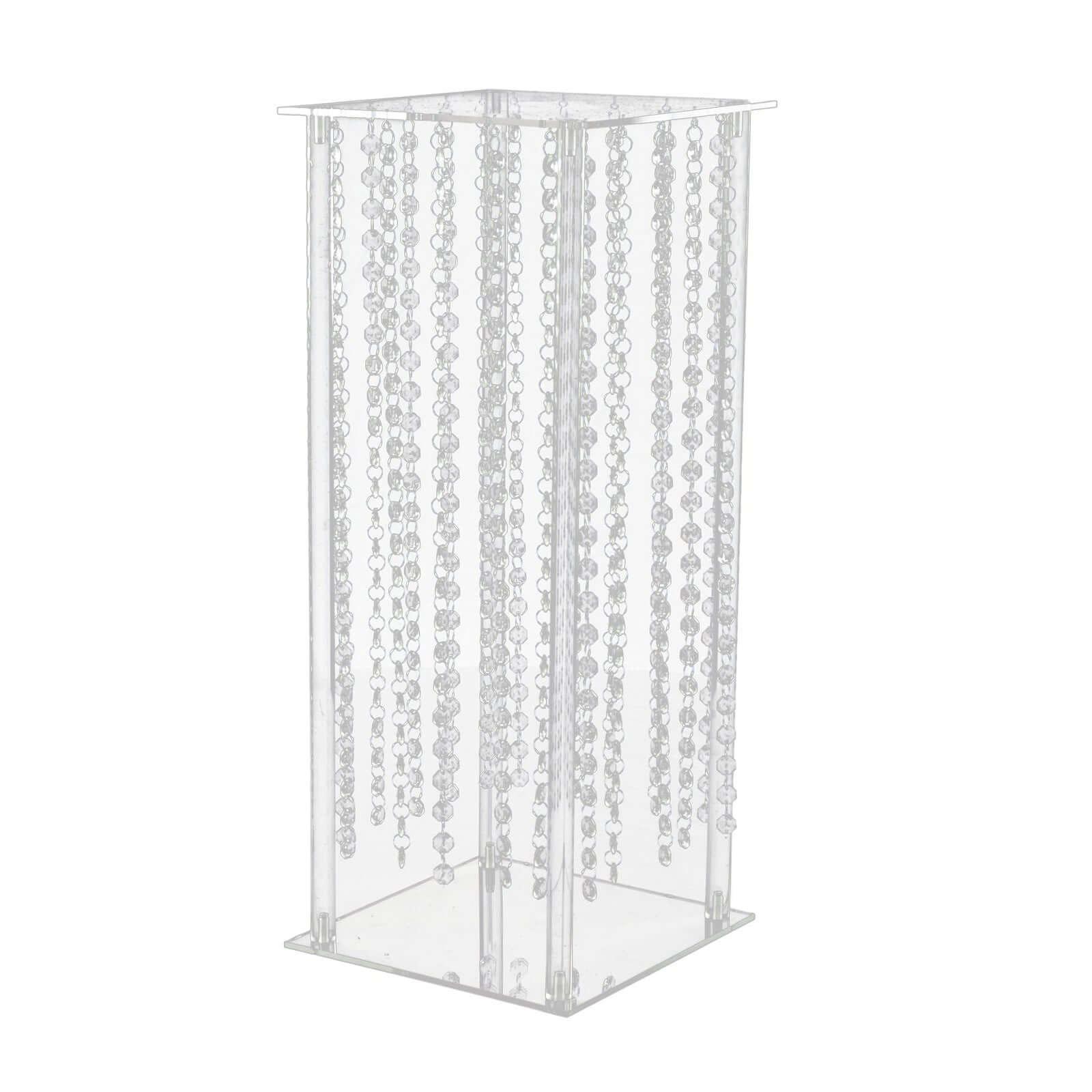 Acrylic Flower Pedestal Vase Pillar Stand with Crystal Beads Clear - Durable Wedding Table Centerpiece 24" - Bell Racket Store