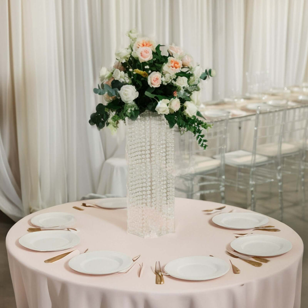 Acrylic Flower Pedestal Vase Pillar Stand with Crystal Beads Clear - Durable Wedding Table Centerpiece 24" - Bell Racket Store