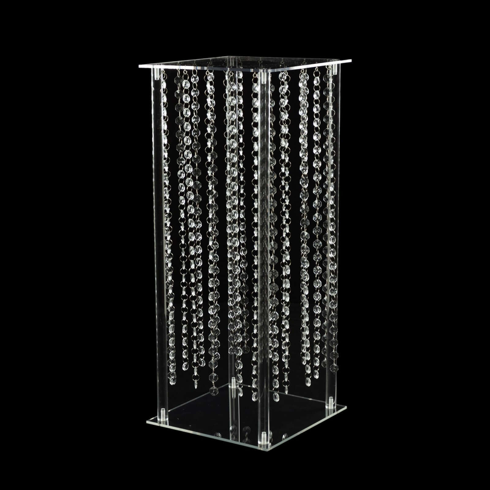 Acrylic Flower Pedestal Vase Pillar Stand with Crystal Beads Clear - Durable Wedding Table Centerpiece 24" - Bell Racket Store