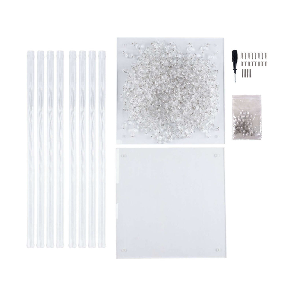 Acrylic Flower Pedestal Vase Pillar Stand with Crystal Beads Clear - Stylish Wedding Floor Centerpiece 40" - Bell Racket Store