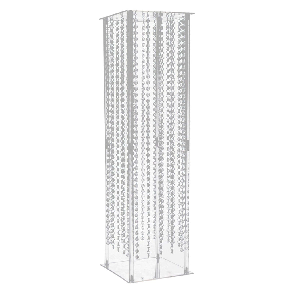 Acrylic Flower Pedestal Vase Pillar Stand with Crystal Beads Clear - Stylish Wedding Floor Centerpiece 40" - Bell Racket Store