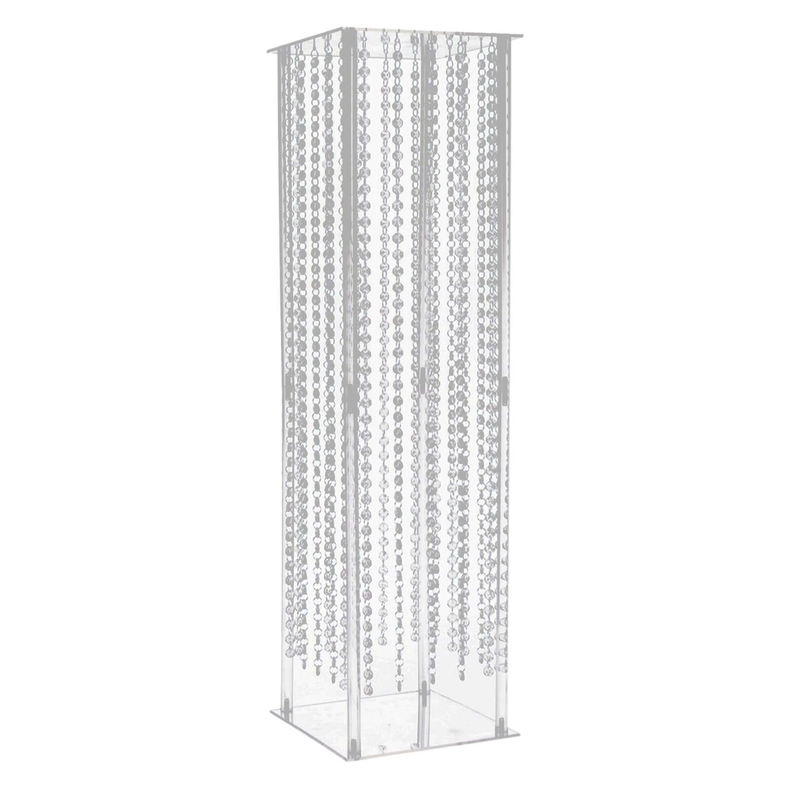 Acrylic Flower Pedestal Vase Pillar Stand with Crystal Beads Clear - Stylish Wedding Floor Centerpiece 40" - Bell Racket Store