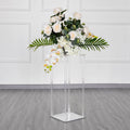 Acrylic Flower Vase Pillar Stand with Square Mirror Base Clear - Versatile Wedding Table Centerpiece 24"