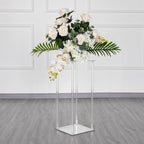 Acrylic Flower Vase Pillar Stand with Square Mirror Base Clear - Versatile Wedding Table Centerpiece 24"