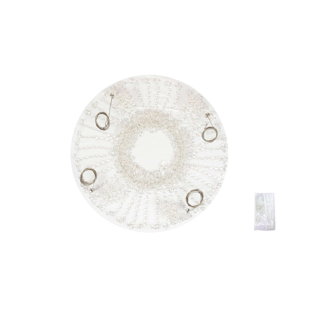 Acrylic Hanging Chandelier Cake Stand with Crystal Drapes - Suspended Round Wedding Cake Swing with 5ft Steel Wire Chains 25" - Bell Racket Store