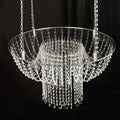 Acrylic Hanging Chandelier Cake Stand with Crystal Drapes - Suspended Round Wedding Cake Swing with 5ft Steel Wire Chains 25" - Bell Racket Store
