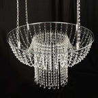 Acrylic Hanging Chandelier Cake Stand with Crystal Drapes - Suspended Round Wedding Cake Swing with 5ft Steel Wire Chains 25" - Bell Racket Store