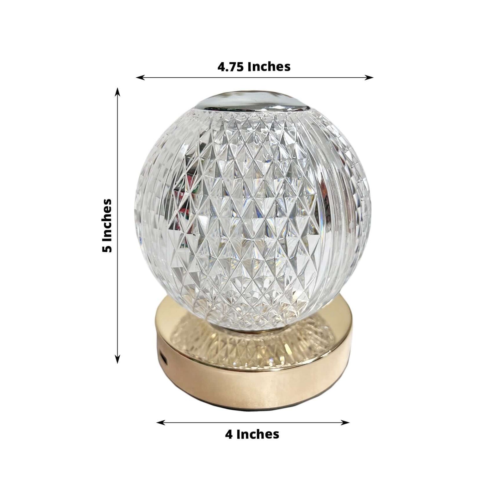 Acrylic LED Table Lamp Diamond Cut Ball Design Rechargeable - Dimmable Touch Control Decorative Night Light 5" - Bell Racket Store