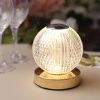 Acrylic LED Table Lamp Diamond Cut Ball Design Rechargeable - Dimmable Touch Control Decorative Night Light 5" - Bell Racket Store
