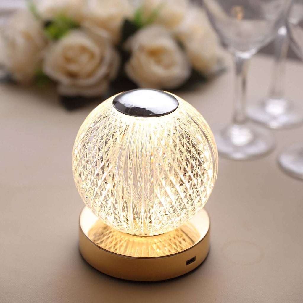 Acrylic LED Table Lamp Diamond Cut Ball Design Rechargeable - Dimmable Touch Control Decorative Night Light 5" - Bell Racket Store