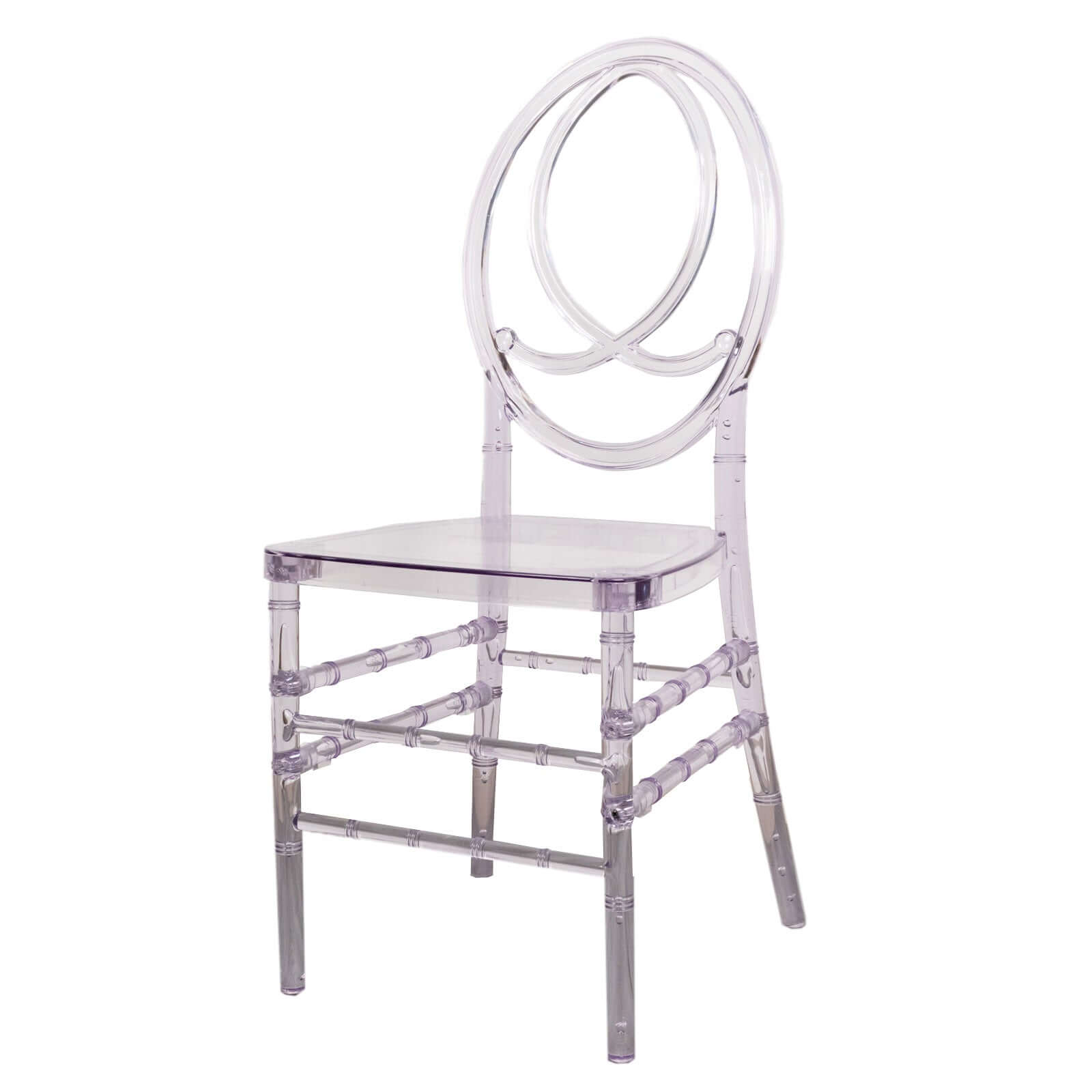 Acrylic Stackable Ghost Chair in Phoenix Chiavari style Transparent Resin with Oval Back Clear - Sleek Armless Design for Weddings & Gatherings - Bell Racket Store
