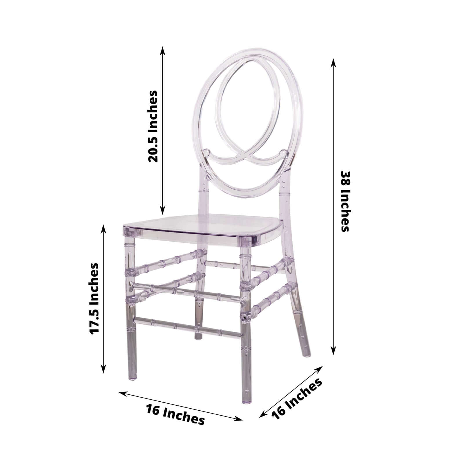 Acrylic Stackable Ghost Chair in Phoenix Chiavari style Transparent Resin with Oval Back Clear - Sleek Armless Design for Weddings & Gatherings - Bell Racket Store