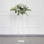 Acrylic Floor Vase Flower Stand with Square Mirror Base Clear - Durable Wedding Column Centerpiece for Events 40"