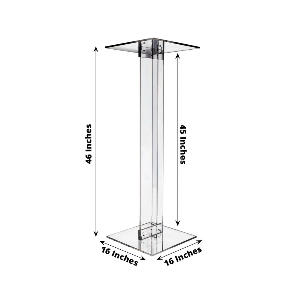 Acrylic Wedding Aisle Display Stand Flower Pedestal with Square Bases Clear - Durable 10mm Thick Centerpiece for Events 46" - Bell Racket Store