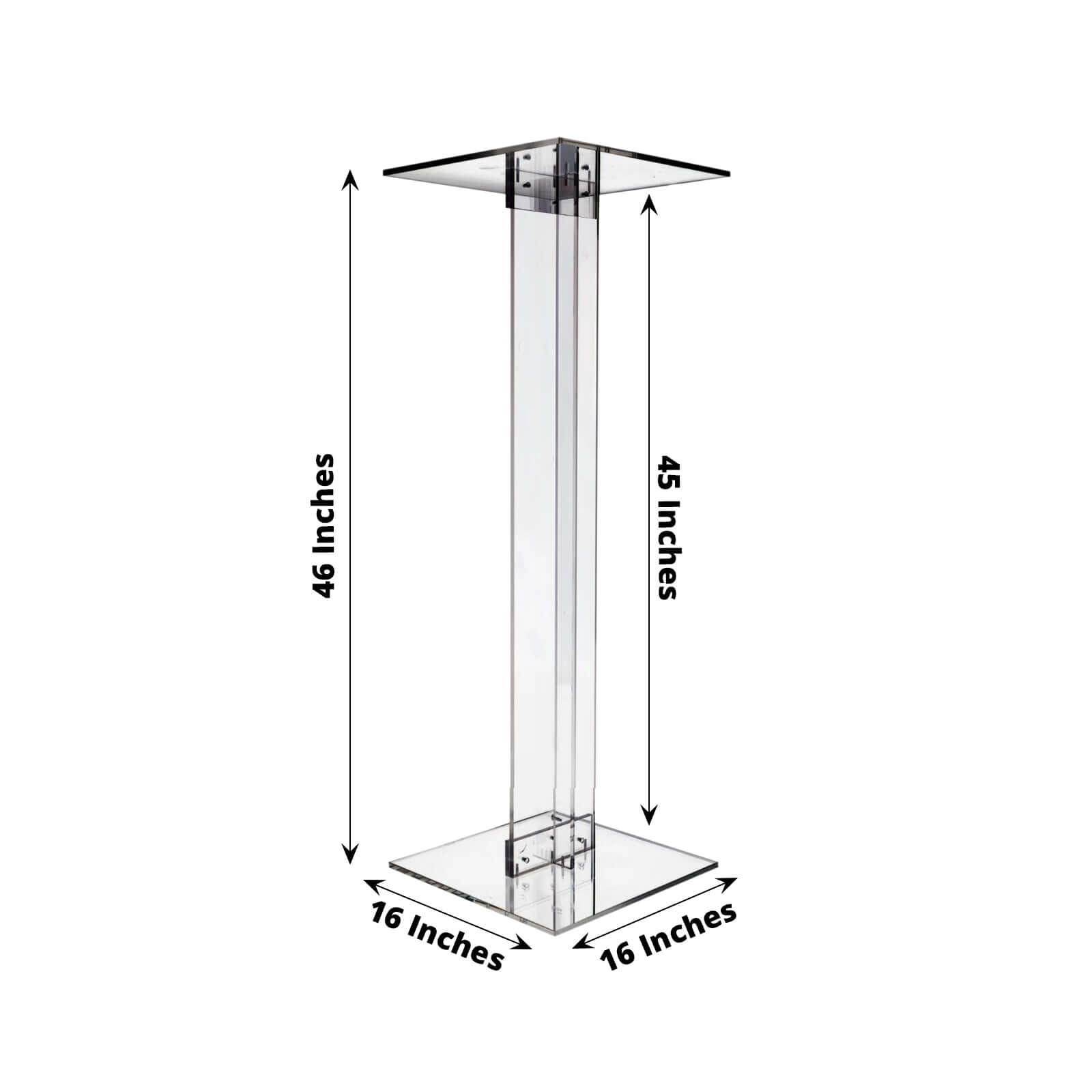 Acrylic Wedding Aisle Display Stand Flower Pedestal with Square Bases Clear - Durable 10mm Thick Centerpiece for Events 46" - Bell Racket Store