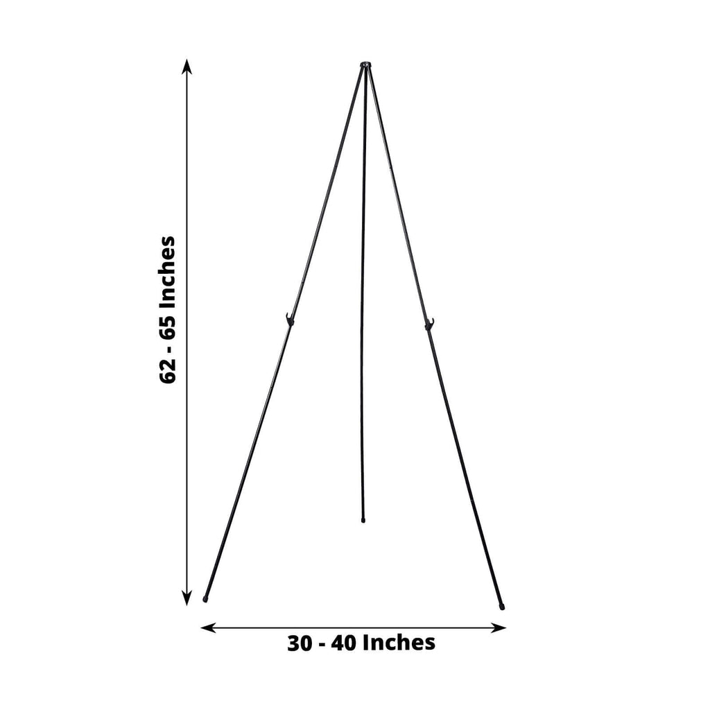 65" Black Metal Sign Holder Easel Stand, Collapsible Tripod Stand