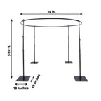 10ft Adjustable 4-Post Round Black Metal Backdrop Stand Canopy, Circular Wedding Event Arch Frame Chuppah