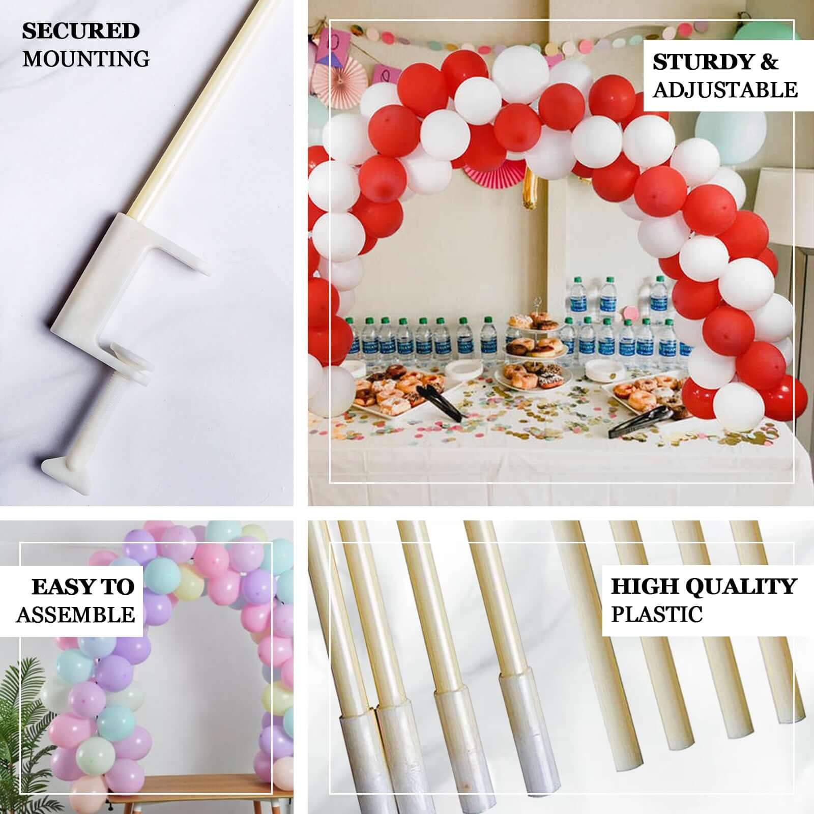 12ft Adjustable DIY Table Top Balloon Arch Stand Kit, Holds Up 100-120 Balloons