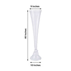 Glass Trumpet Floor Vase Reversible Clarinet Style Clear - Decorative Flower Centerpiece for Events 40"