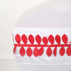 Taffeta Ribbon Sash with 4" Leaf Petal Design Red 50ft - Sophisticated Artificial Fabric Garland