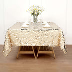 Sequin 72"x72" Table Overlay Square Tablecloth Champagne - Big Payette Table Cover