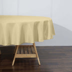 Polyester 90" Round Tablecloth Champagne - Stain & Wrinkle-Resistant Table Cover