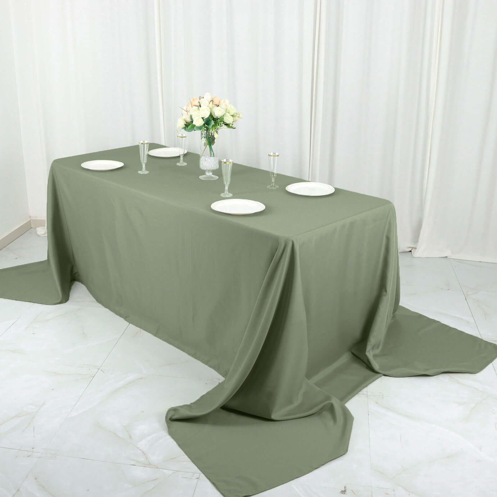 Polyester 90"x156" Rectangle Tablecloth Dusty Sage Green - Seamless Wrinkle-Resistant Table Cover