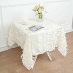 Taffeta 54"x54" Square Tablecloth Ivory 3D Leaf Petal Table Cover