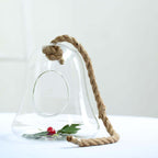 Glass Terrarium Hanging Bell Shaped Design with Twine Rope - Unique Free-Falling Planter for Air Plants & Displays 9"