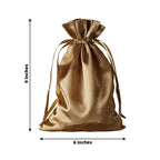 12 Pack 6"x9" Antique Gold Satin Wedding Party Favor Bags, Drawstring Pouch Gift Bags
