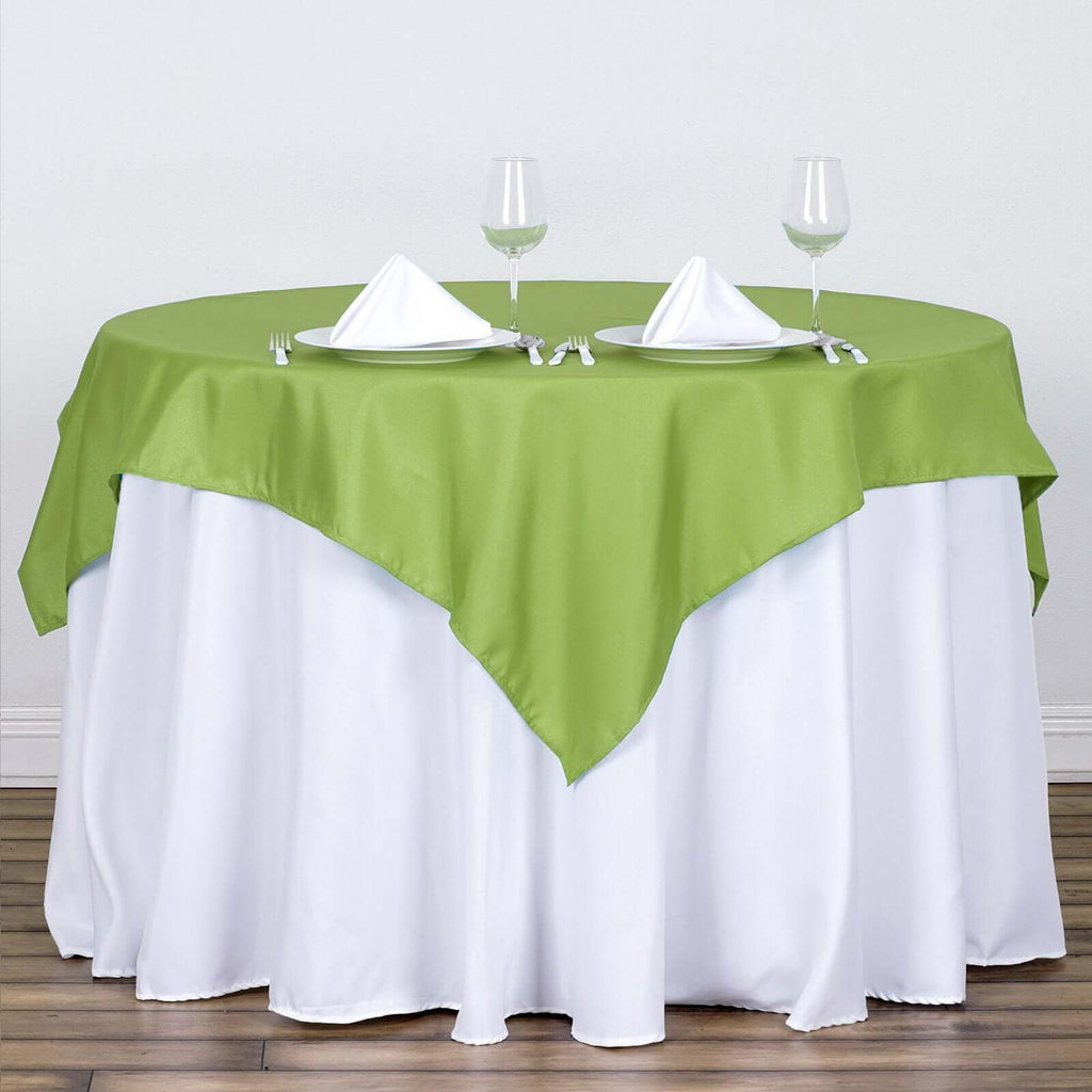 Polyester 54"x54" Table Overlay Square Tablecloth Apple Green - Wrinkle-Resistant & Durable Table Cover
