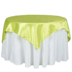 Satin 72"x72" Table Overlay Square Tablecloth Apple Green - Smooth Finish Table Cover