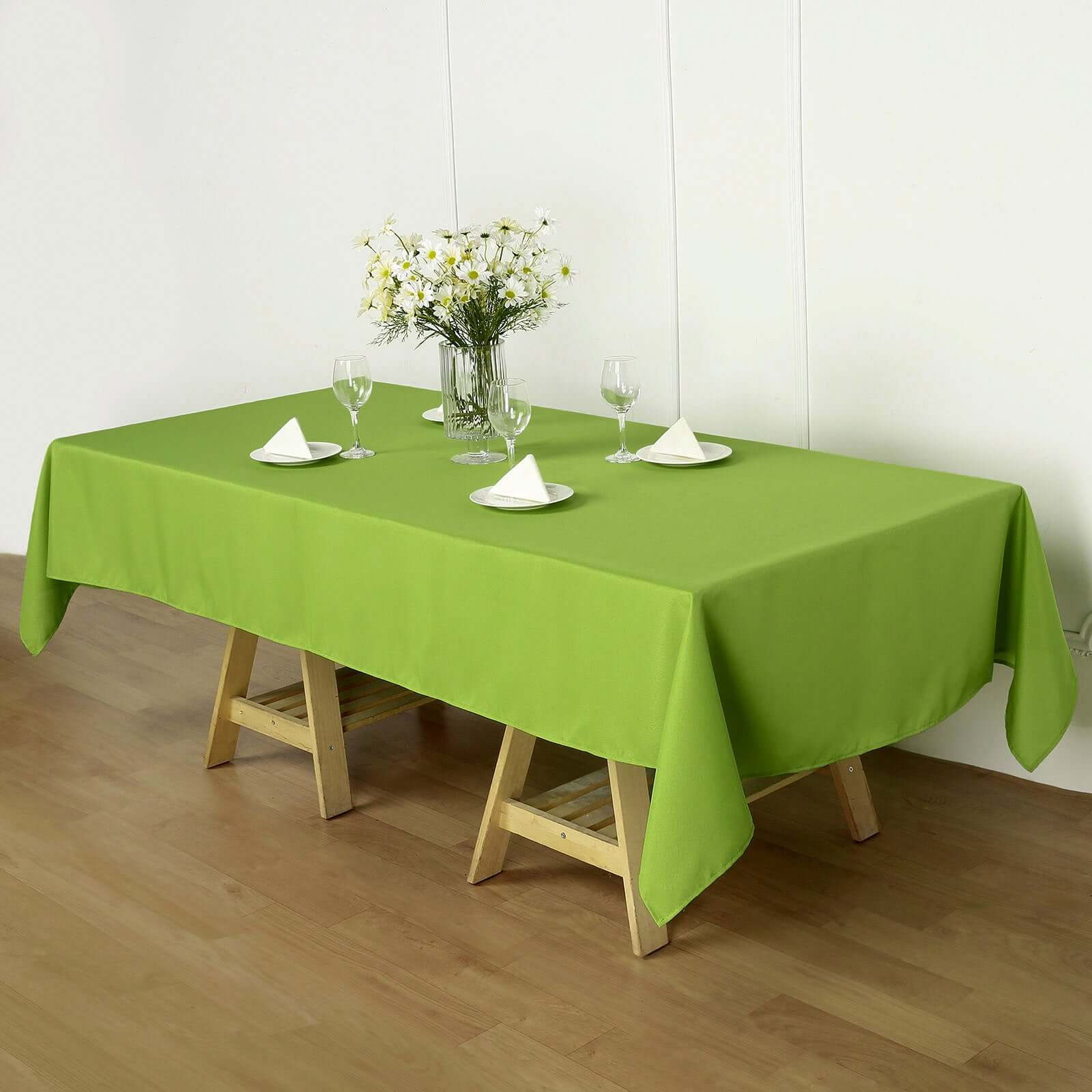 Polyester 60"x102" Rectangle Tablecloth Apple Green - Durable and Stylish Table Cover