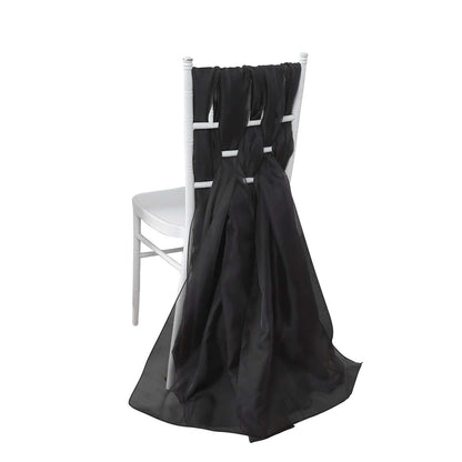 5 Pack Chiffon Chair Sashes Black - Soft & Lightweight Designer Chair Bows for Stylish DIY Chair Accents 22"x78"