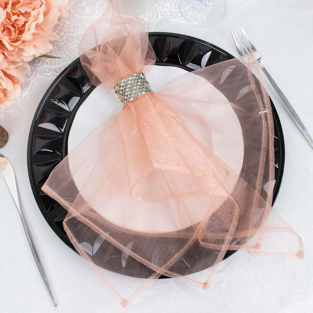 10 Pack Organza 23"x23" Napkins Dusty Rose - Sheer Cloth Napkins