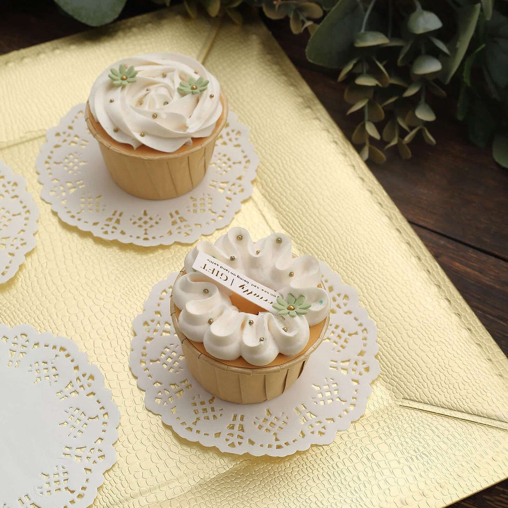 100 Pcs Paper 4" Round Placemats in White - Food Grade Lace Paper Doilies for Dessert Display & Table Decor