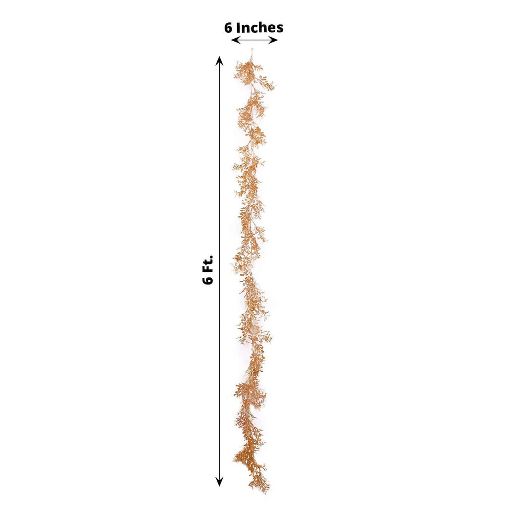 Artificial Boxwood Leaf Table Garland Metallic Gold - Versatile Faux Decorative Hanging Vine for Modern & Chic Event Styling 6ft - Bell Racket Store