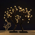 2-Pack Artificial Tree Centerpieces Cherry Blossom Design Black with 36 Warm White LEDs - Battery Operated Table DÃ©cor