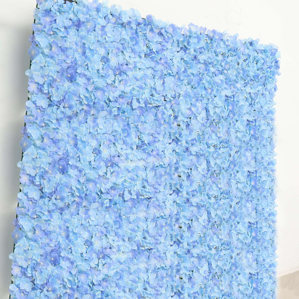 11 Sq ft. Light Blue UV Protected Hydrangea Flower Wall Mat Backdrop - 4 Artificial Panels
