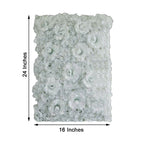 11 Sq ft. White 3D Silk Rose and Hydrangea Flower Wall Mat Backdrop - 4 Artificial Panels