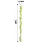 6.5ft Green Artificial Wandering Peperomia Tetragona Leaf Vine, Faux Table Hanging Garland