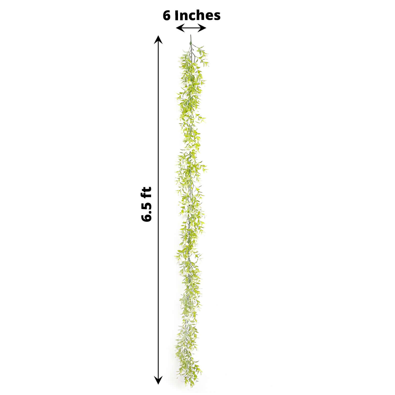 6.5ft Green Artificial Wandering Peperomia Tetragona Leaf Vine, Faux Table Hanging Garland