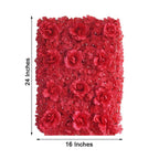 11 Sq ft. Red 3D Silk Rose and Hydrangea Flower Wall Mat Backdrop - 4 Artificial Panels