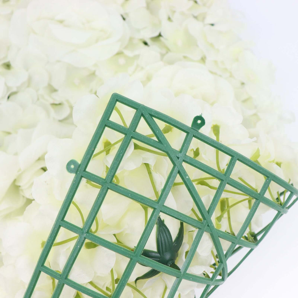 11 Sq ft. Cream 3D Silk Rose and Hydrangea Flower Wall Mat Backdrop - 4 Artificial Panels