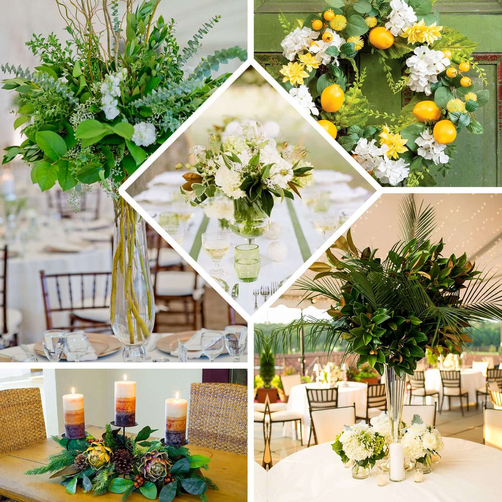 2 Stems 26" Green Artificial Lemon Leaf Branches Faux Greenery Plant