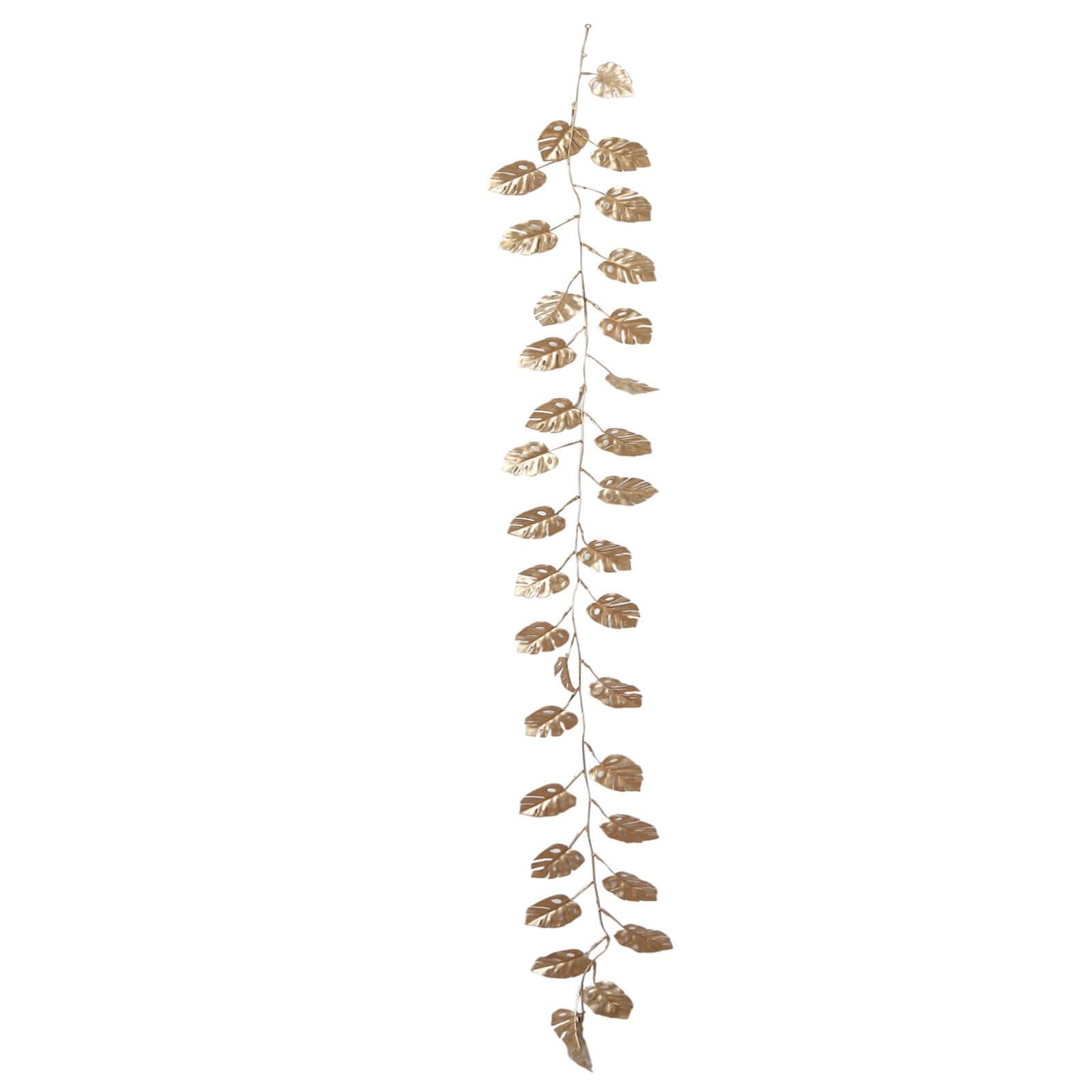 Artificial Monstera Leaf Hanging Vine Metallic Gold - Faux Table Garland for Tropical Outdoor & Boho - Inspired Events 7ft - Bell Racket Store