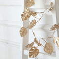 Artificial Monstera Leaf Hanging Vine Metallic Gold - Faux Table Garland for Tropical Outdoor & Boho - Inspired Events 7ft - Bell Racket Store