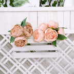 5 Flower Head Peach Peony Bouquet Artificial Silk Peonies Spray